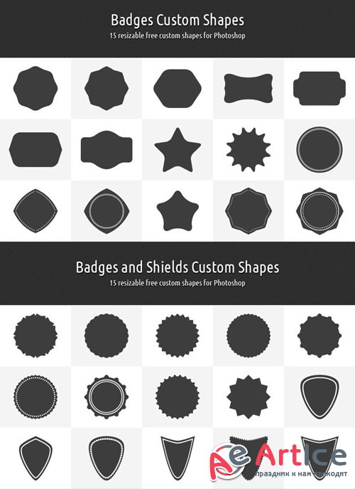 Badges and Shields Custom Shapes for Photoshop