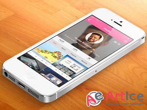 8 Dribbble Mobile App Screens - PSD Template
