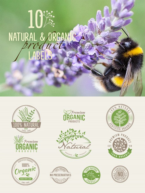 Vector Set - 10 Natural Organic Product Labels