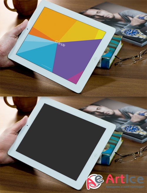 iPad on Table Photorealistic Device PSD Mockup