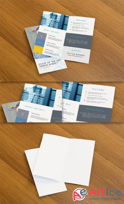 Two Professional Bifold Flyers PSD Mockup