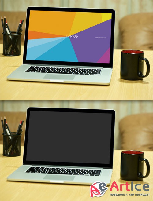 Photorealistic Branding Macbook Device PSD Mockup