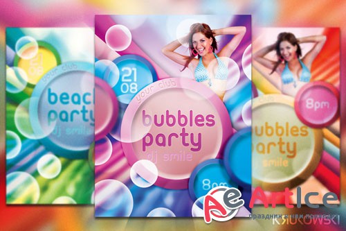 Bubbles Party Flyer PSD Template