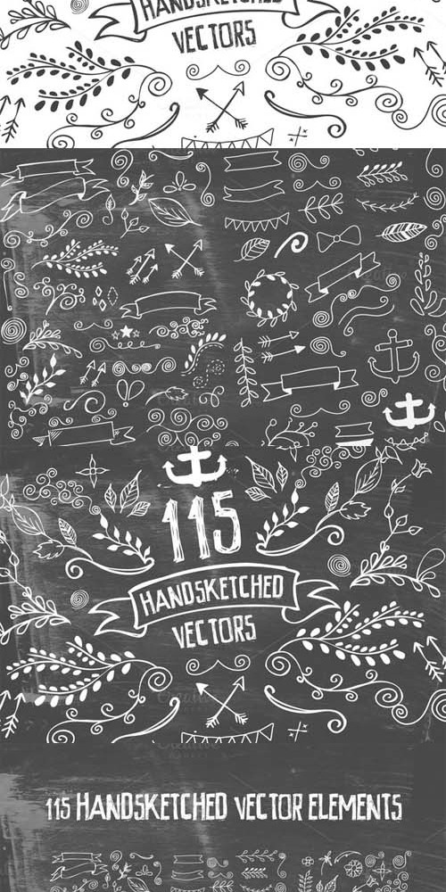 115 Handsketched Elements Vector Kit
