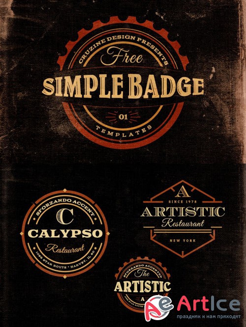3 Retro/Vintage Style Simple Badges Template v.1