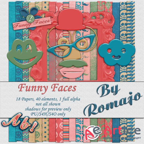 Scrap - Funny Faces Set JPG and PNG