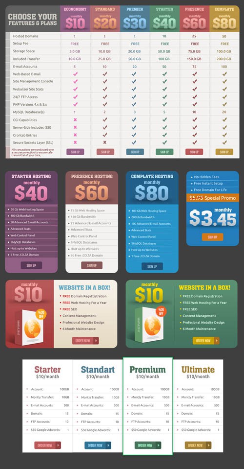 Pricing Tables and Banners PSD