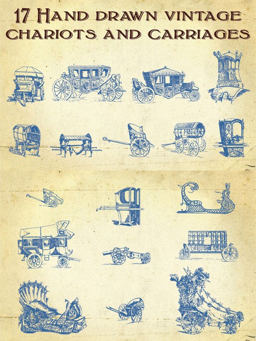 Hand Drawn Vintage Carriages Vector Set