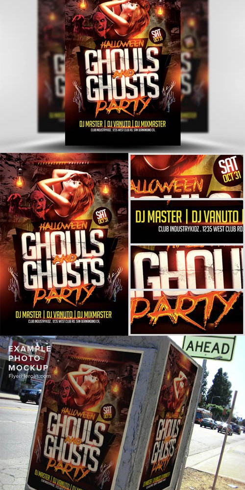 Ghouls and Ghosts Halloween Flyer Template