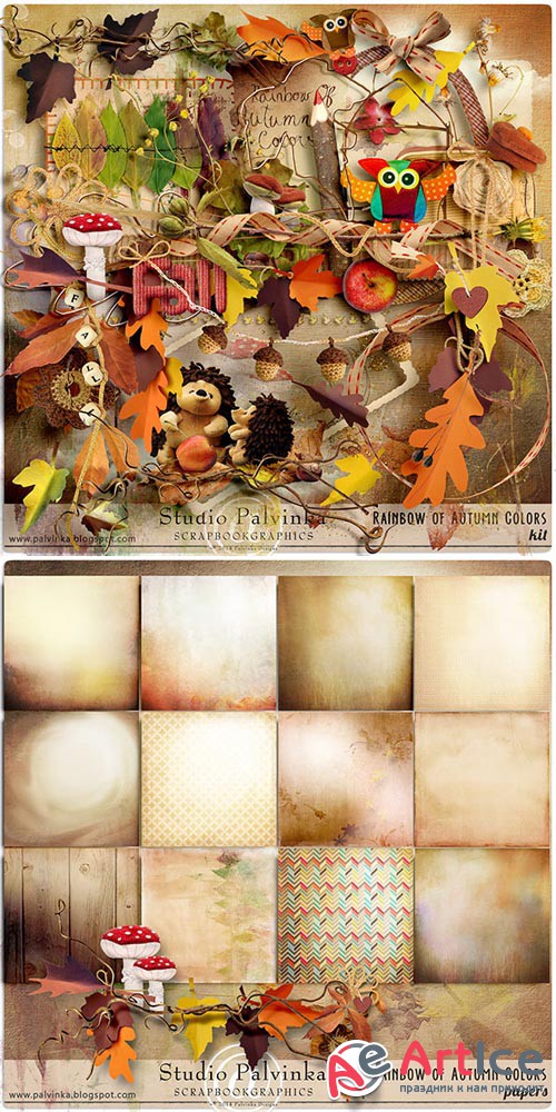 Scrap - Rainbow of Autumn Colors PNG and JPG