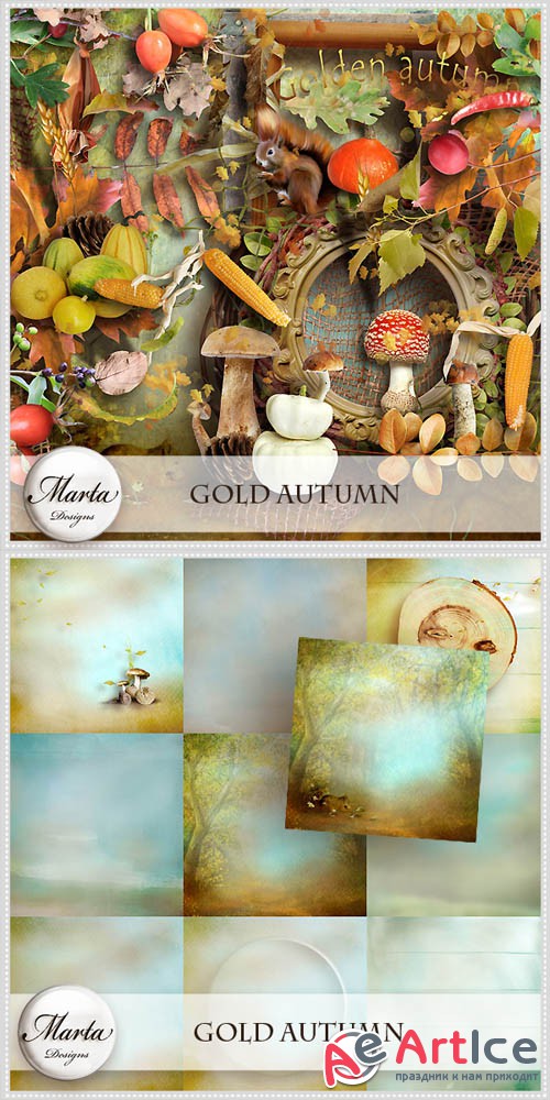 Scrap - Gold Autumn PNG and JPG