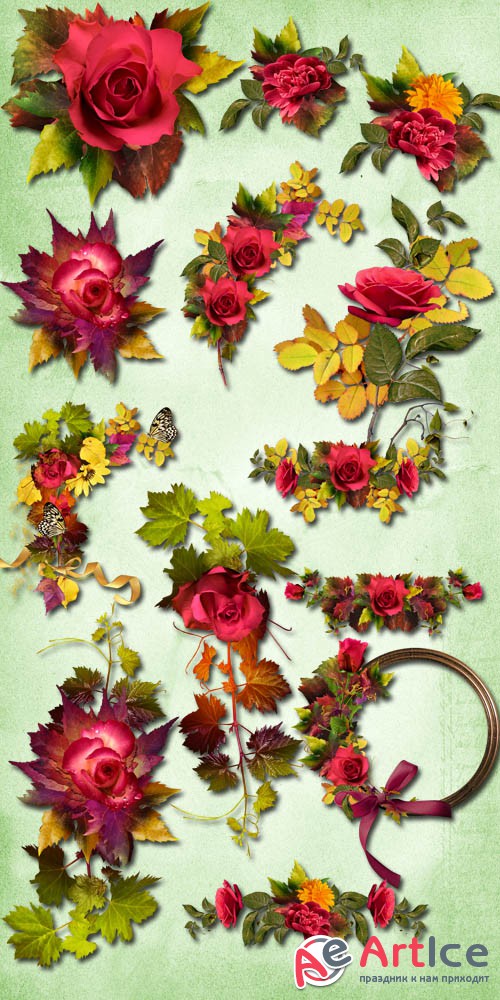 Autumn Roses PNG Files