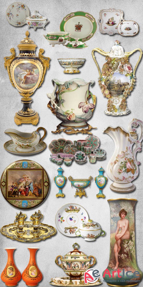 Old Antique Dishes PNG Files