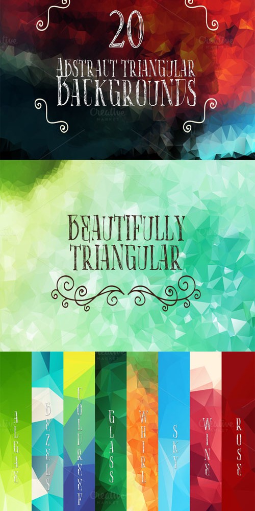 Abstract Triangular Backgrounds Set