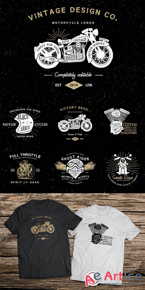 CreativeMarket - Vintage Motorcycle Logos 25530