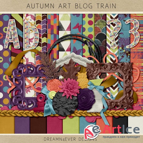 Autumn Art Scrap Set PNG and JPG