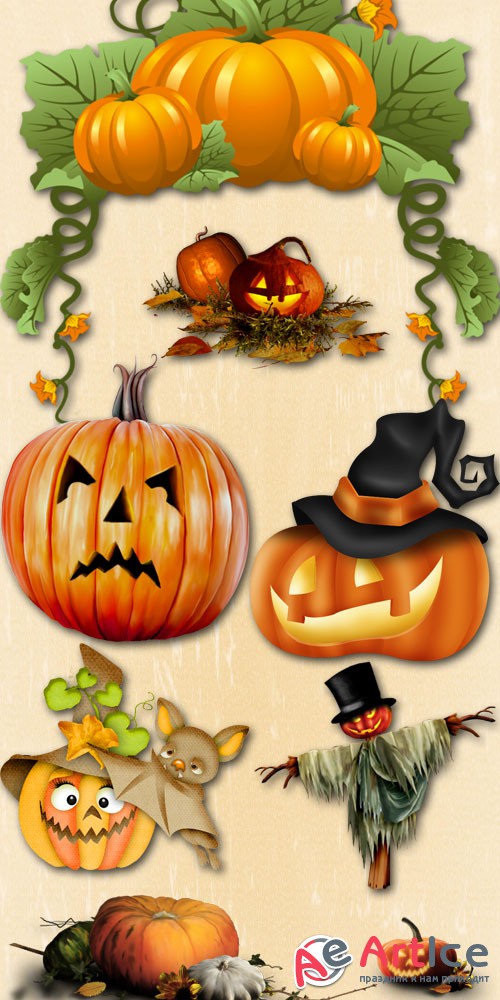 Pumpkins on Halloween PNG