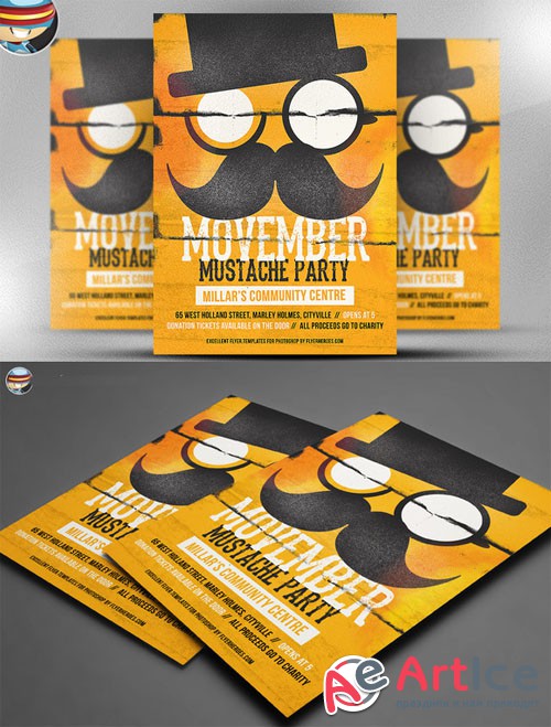 CreativeMarket - Movember Mustache Party Flyer
