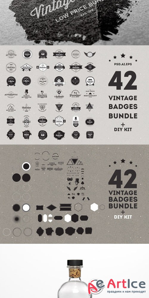 CreativeMarket - Vintage Badges Bundle 37291