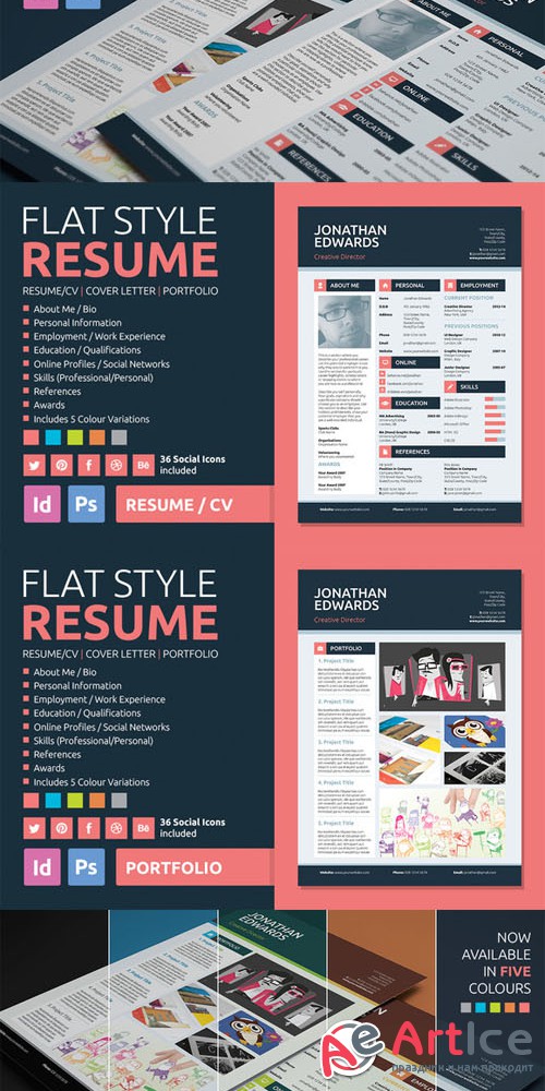 CreativeMarket - Flat Style Resume