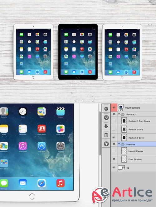 CreativeMarket - iPad Air 2 PSD - Mockup all-in-one