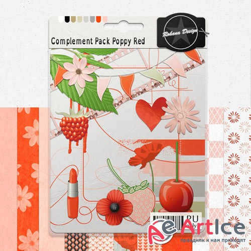 Scrap - Complement Pack Poppy Red PNG and JPG