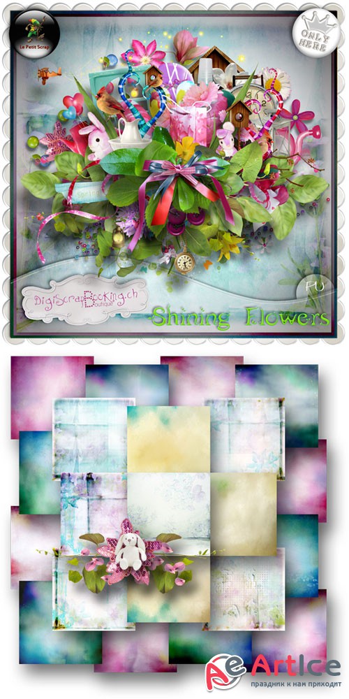 Scrap - Shining Flowers PNG and JPG