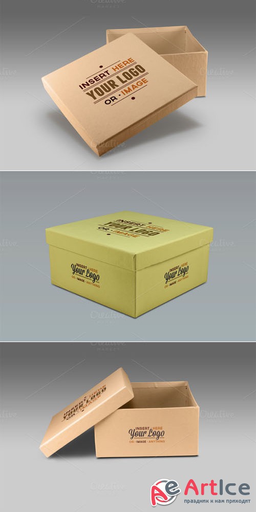 CreativeMarket - 5 Photorealistic Logo on Box Mockups