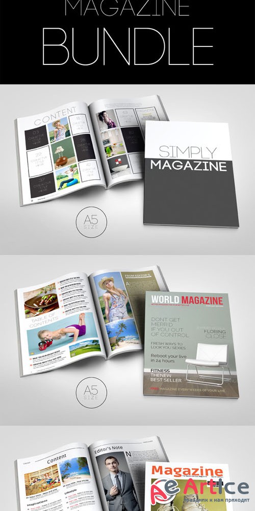 CreativeMarket - 3x A5 Magazine Bundle