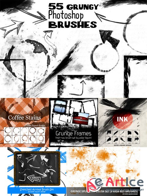 55 Grunge Photoshop Brushes Bundle - CreativeMarket