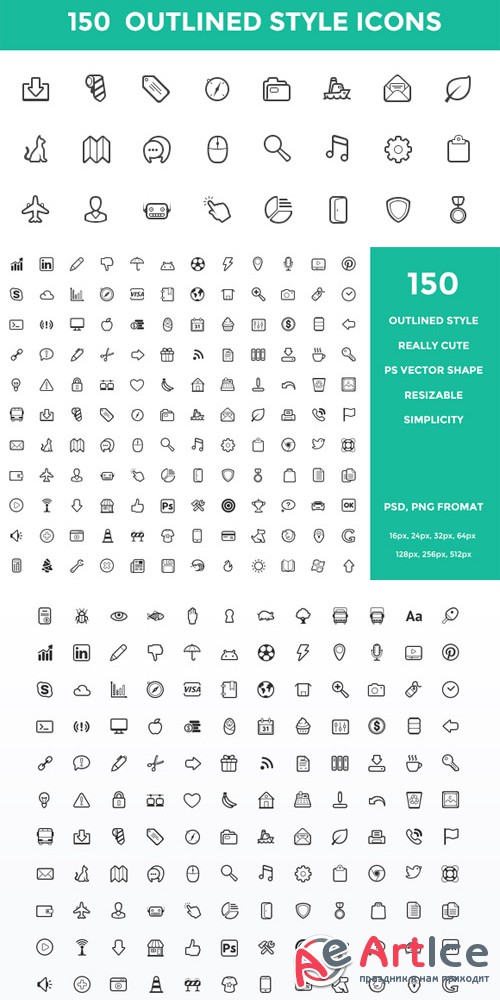 Creativemarket - Outlined Style Icon Set 13832