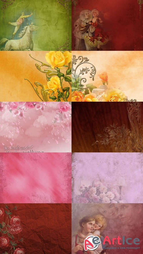 Vintage Background With Flowers JPG Files