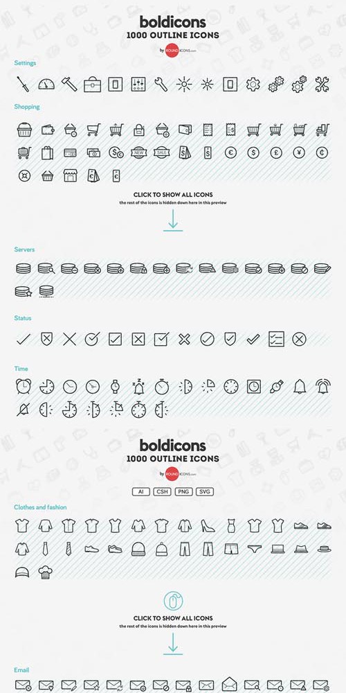 Boldicons - 1000 outline icons