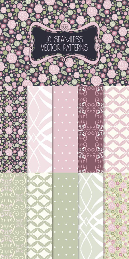 Seamless Rose and Shabby Chic Patterns