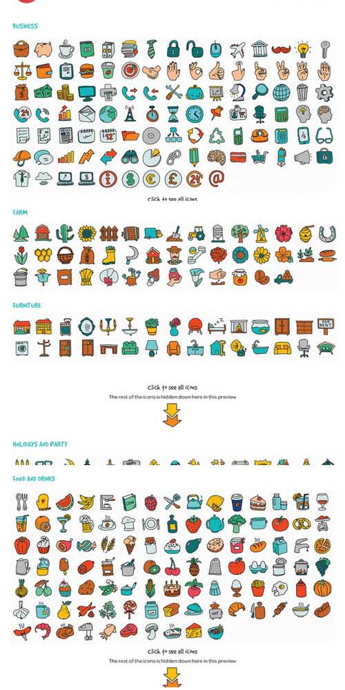1000 Hand Drawn Doodle Icons
