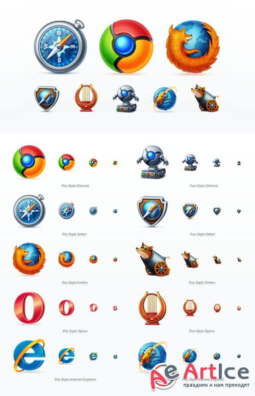 Creativemarket - Web Browsers Icon Set 823