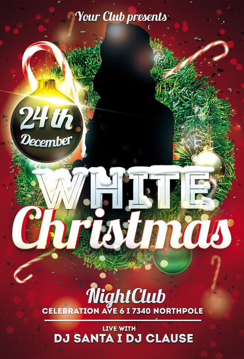White Christmas Flyer Template PSD