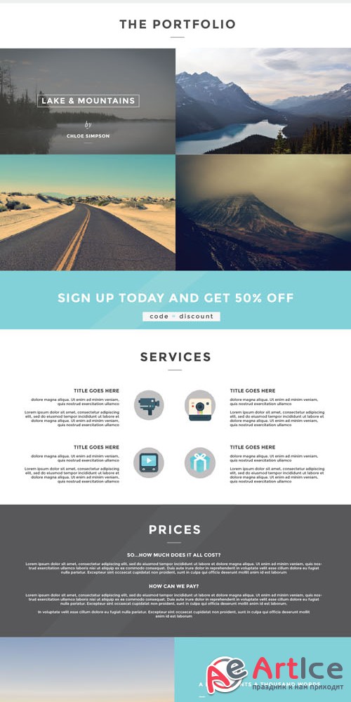 One Page PSD Template Design - Creativemarket 104595