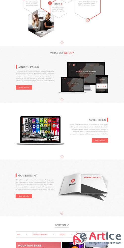 One Page PSD Website Theme