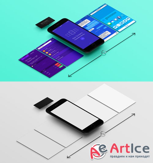 Perspective App Screens Mock-Up 8 - PSD Template