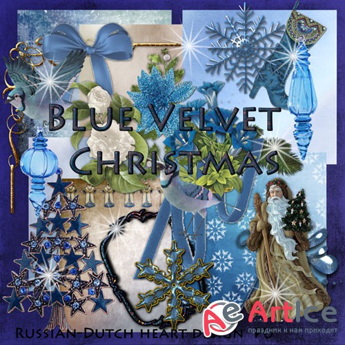 Scrap - Blue Velvet Christmas PNG and JPG