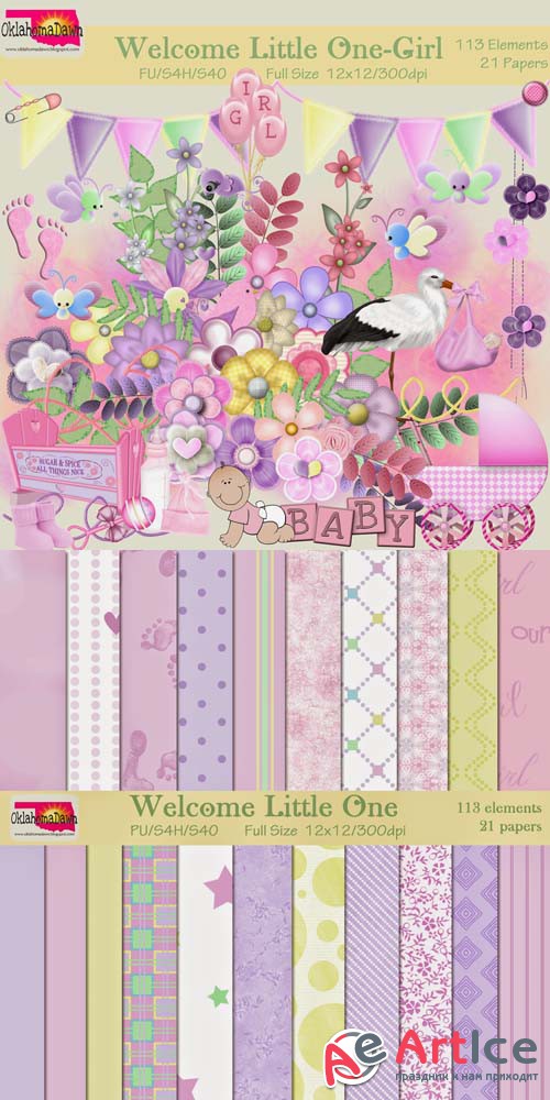 Scrap - Welcome Little One-Girl PNG and JPG