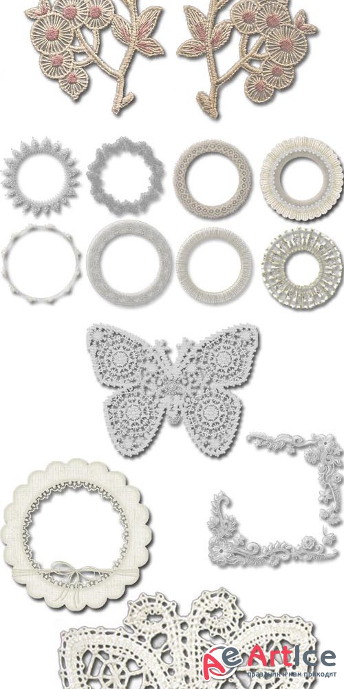 Lace Frames Corners Butterfly PNG