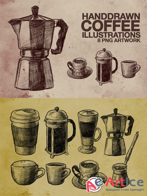 Hand Drawn Coffee Illustrations - Creativemarket 82596