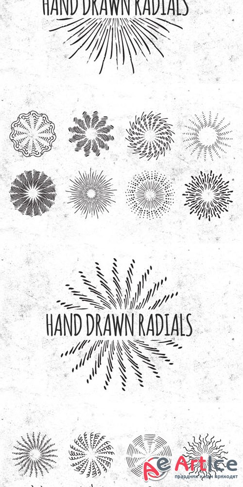 Hand Drawn Vector Radials Vol 2