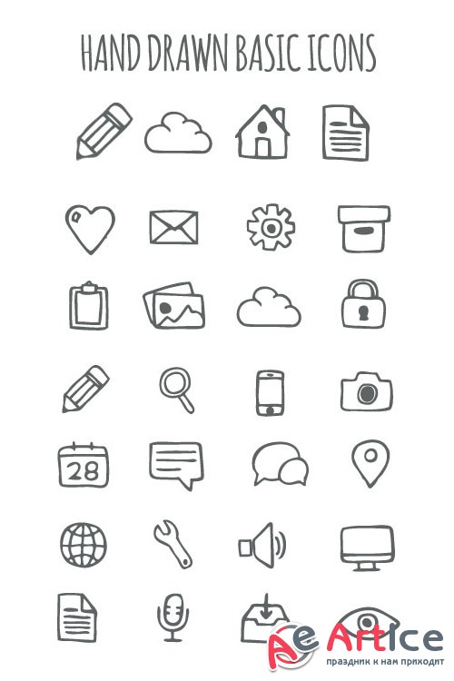 Hand Drawn Basic Icons Collection