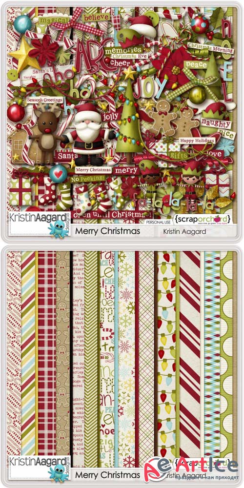 Scrap - Merry Christmas JPG and PNG Kit