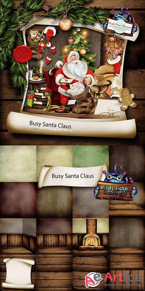 Scrap - Busy Santa Claus PNG and JPG