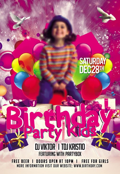 Flyer PSD Template - Birthday Party Kids