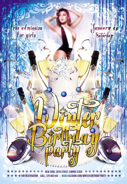 Flyer Template - Winter Birthday Party Club